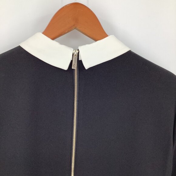 Tommy Hilfiger Women's Black White Collar Shift Dress Size 14 Pockets - Picture 6 of 8
